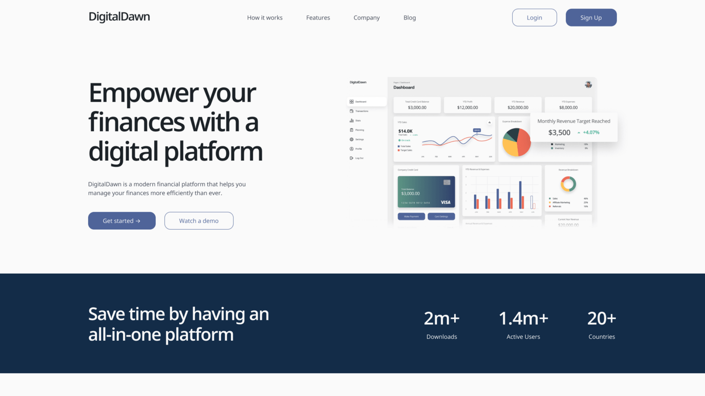 financial tech web design